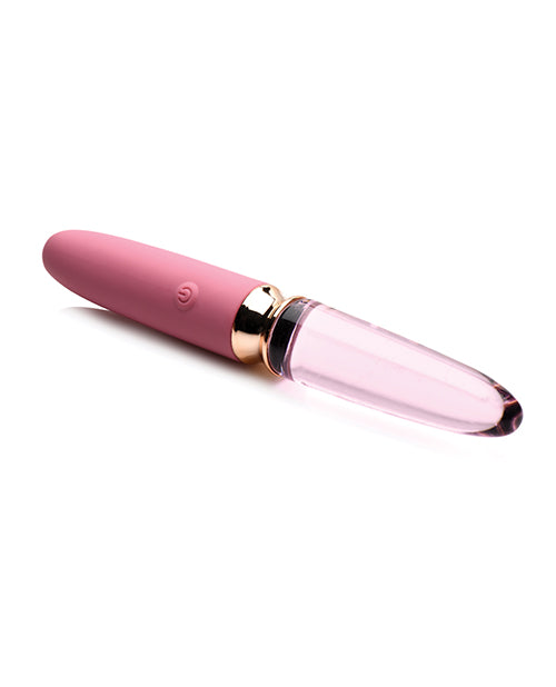 Prisms Vibra-Glass 10x Rose Dual Ended Smooth Silicone/Glass Vibrator